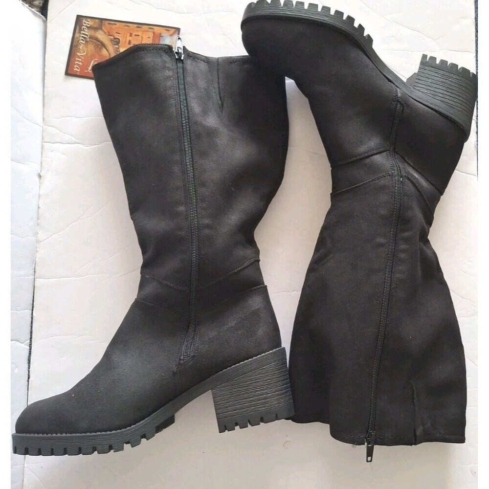Bella Vita Women's Lorielle Riding Boots Sz 9WW Plus Wide Calf Suede Black New - Picture 2 of 9